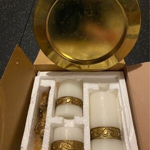 Elegant Gold and White Avon Candle Set